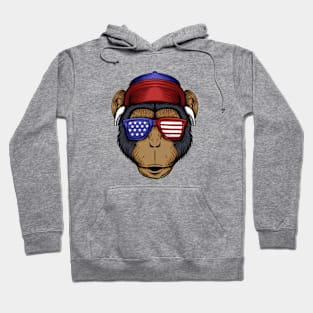 Cool Monkey Head with USA Sunglasses Hoodie